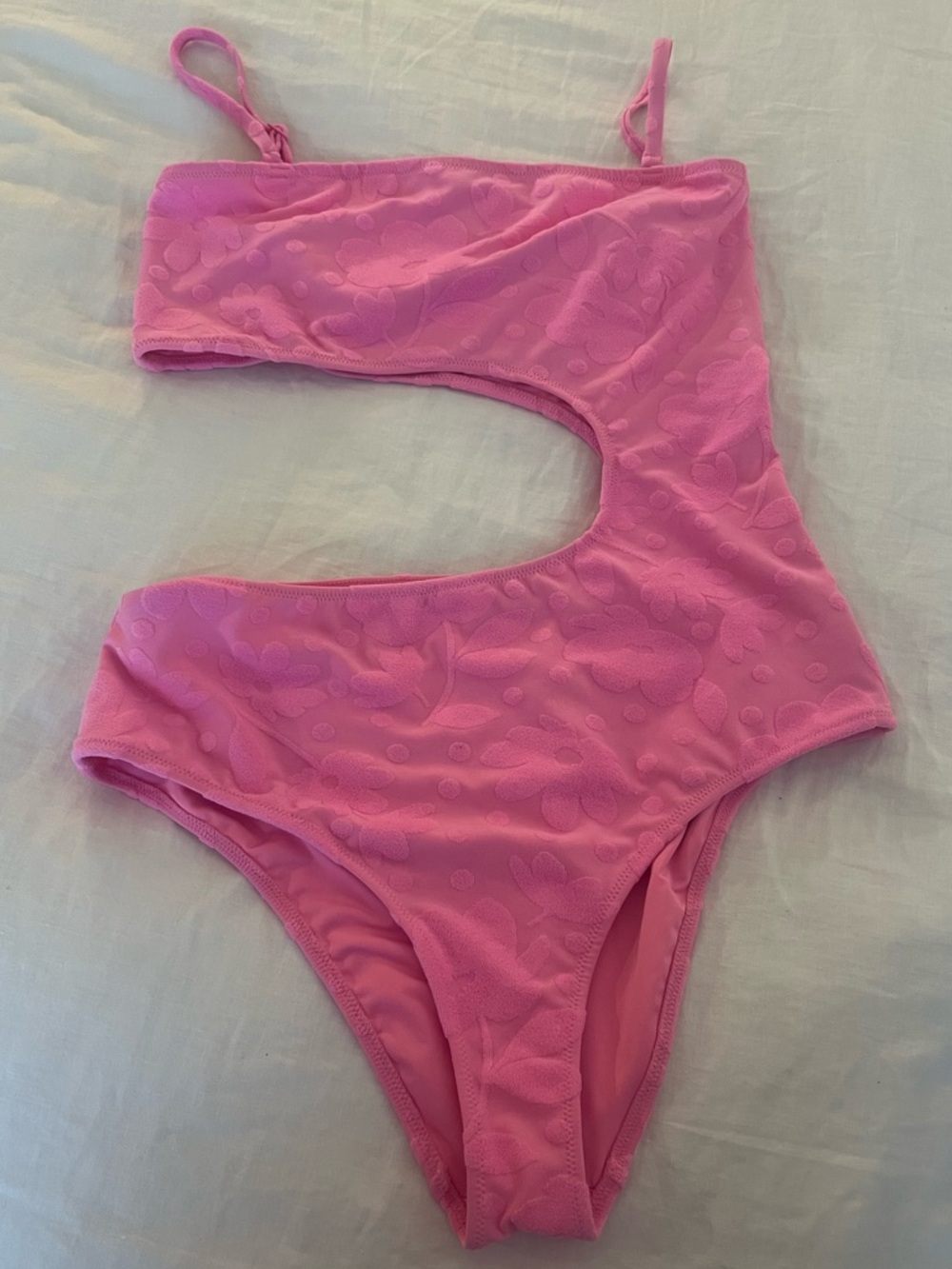 aerie Bright Pink Textured One-Piece Swimsuit